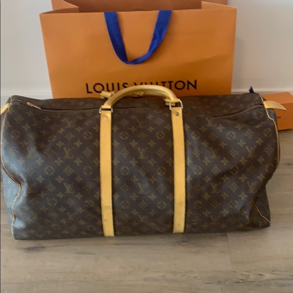 Louis button duffel bag brown monogram